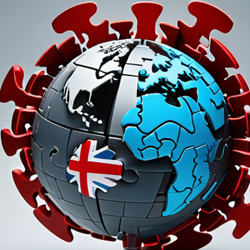 **

A globe fractured into puzzle pieces representing different countries, with digital code flowing between them but also blocked by firewalls. Illustrates digital trade barriers like data localization laws and cybersecurity regulations hindering international business. Use a color palette of blues, greys, and reds to convey both connectivity and restriction.

**