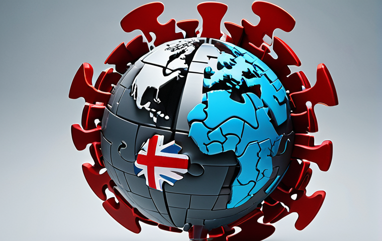 **

A globe fractured into puzzle pieces representing different countries, with digital code flowing between them but also blocked by firewalls. Illustrates digital trade barriers like data localization laws and cybersecurity regulations hindering international business. Use a color palette of blues, greys, and reds to convey both connectivity and restriction.

**