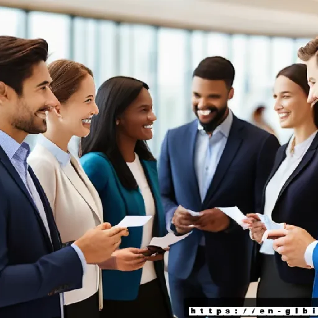 국제비즈니스 자격증 취득 후 커리어 성장 - A diverse group of professional adults in business casual attire networking at an international busi...