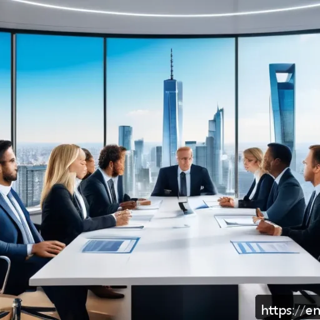 국제비즈니스매니저의 해외 법률 이슈 - A modern corporate office scene showing a diverse team of international business professionals gathe...