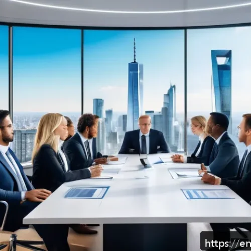 국제비즈니스매니저의 해외 법률 이슈 - A modern corporate office scene showing a diverse team of international business professionals gathe...